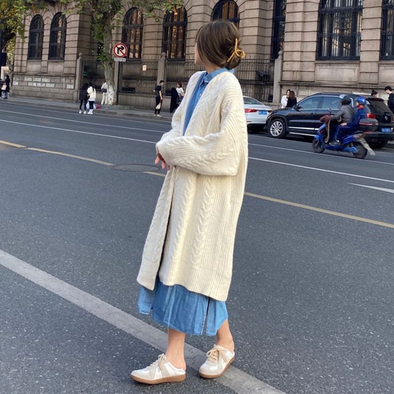 Áo Khoác Len Dáng Rộng Phong Cách Retro Thời Trang Cho Nữ