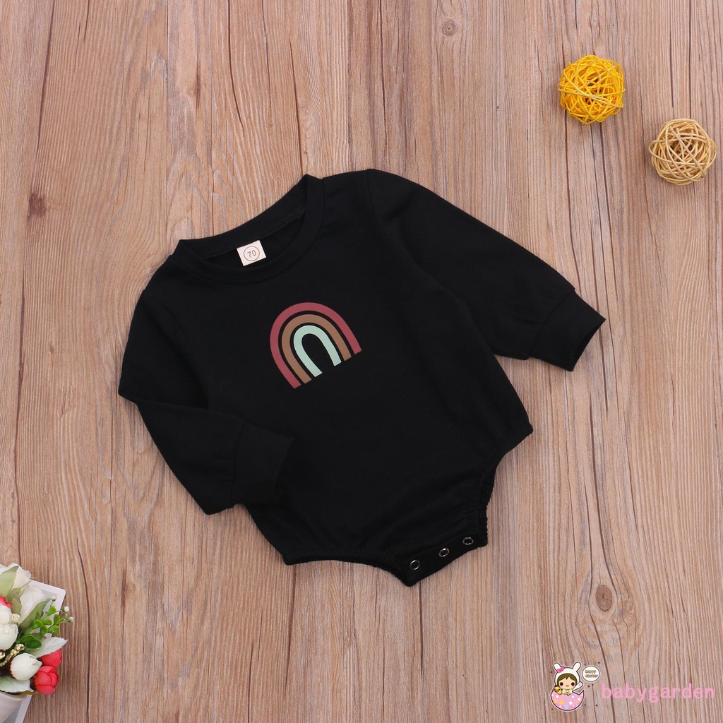 Áo liền quần tay dài cổ thuyền in hình cầu vồng dễ thương dành cho bé trai