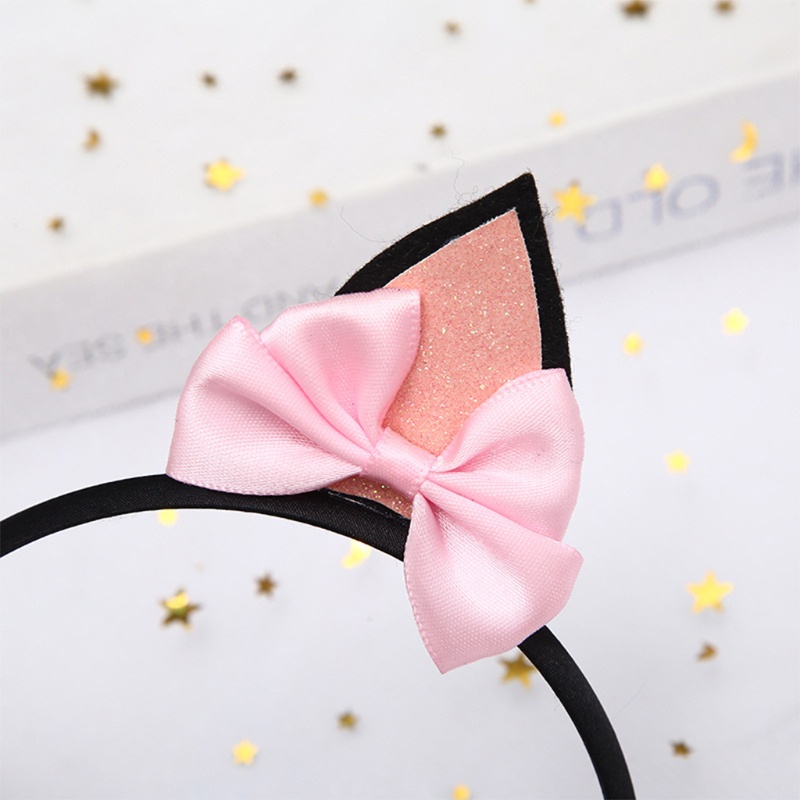 Băng Đô Cài Tóc Hình Tai Mèo Hoạt Hình Thắt Nơ Mới Lạ Cho Nữ