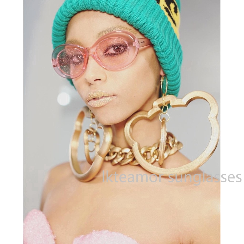 Kính mát hình oval lấp lánh cho nam và nữ