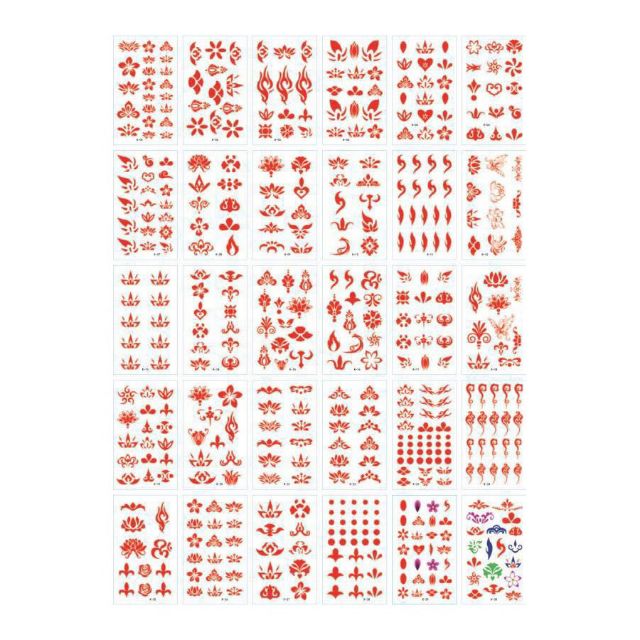 Combo 30 tờ Hình xăm nước tatoo mini dán trán Chu Sa, Võ Tắc Thiên cổ trang cosplay đẹp dễ thương