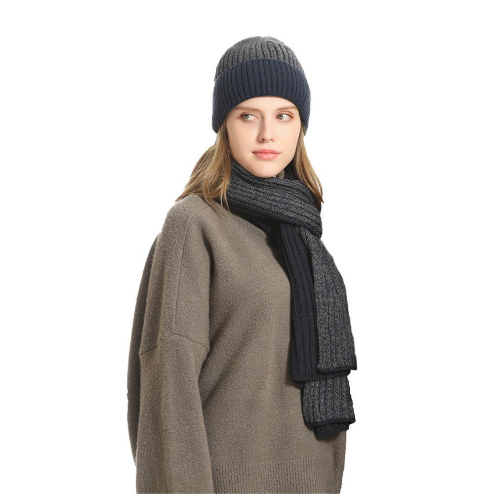 Set Mũ beanie Kèm Găng Tay Và Găng Tay Cảm Ứng Dùng Cho Mùa Đông