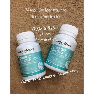 Bổ não Ginkgo Biloba 2000 Healthy Care 100 viên