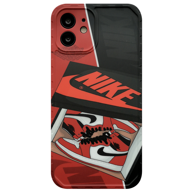 Ốp Điện Thoại Mềm In Hình Giày Sneaker Màu Đỏ Đen Cho iPhone 14 / 13 / 12 Pro MAX / 11 / 14 Pro / 13 Pro MAX