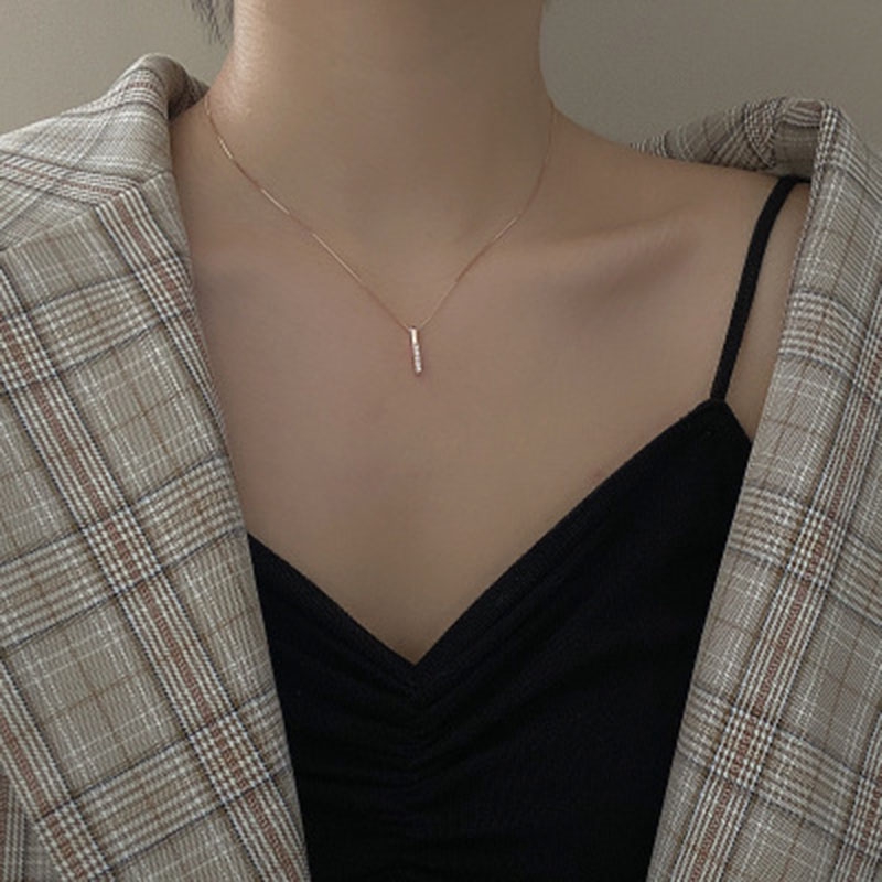 Vòng cổ Mạ Vàng Hồng Đính Đá Quý Nhân Tạo Sang Trọng Thanh Lịch Dành Cho Nữ