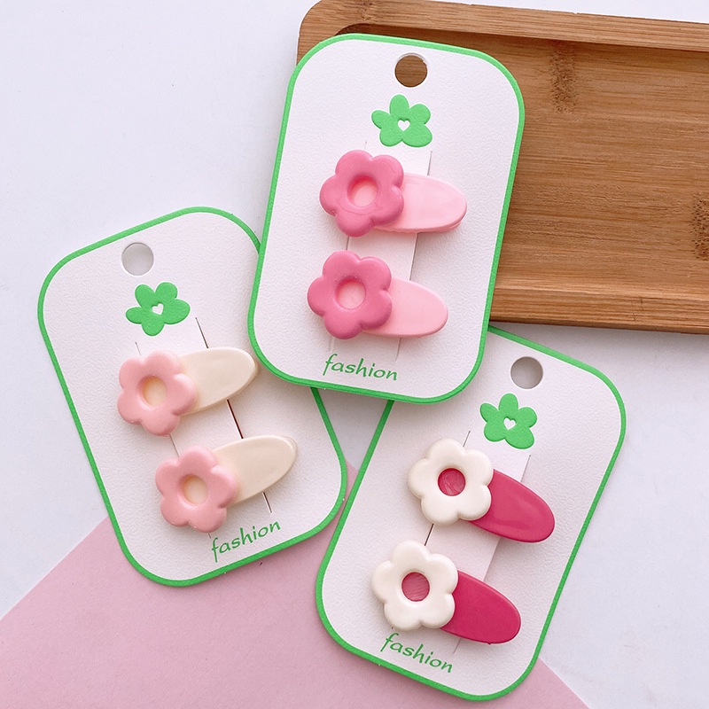 Set 2 Kẹp Tóc Đính Hoa Thời Trang Cho Bé Gái