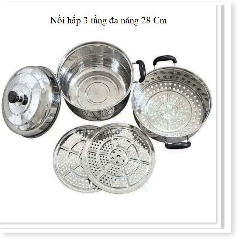 Nồi Hấp Inox 3 Tầng Cách Thuỷ Cao Cấp