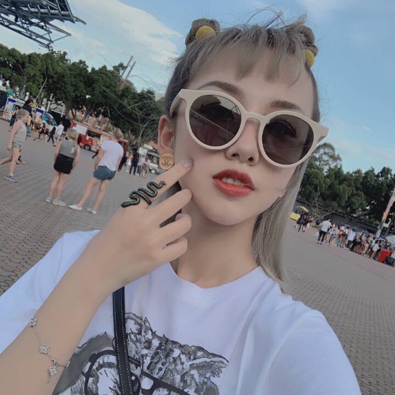 Mắt kính mát Ulzzang cho nữ gọng tròn chống tia UV MK03 Cực Dễ Thương Dáng Yêu QSTORE