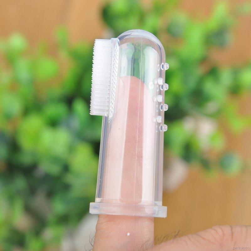 Bàn chải đánh răng đeo ngón tay bằng silicone mềm cho bé