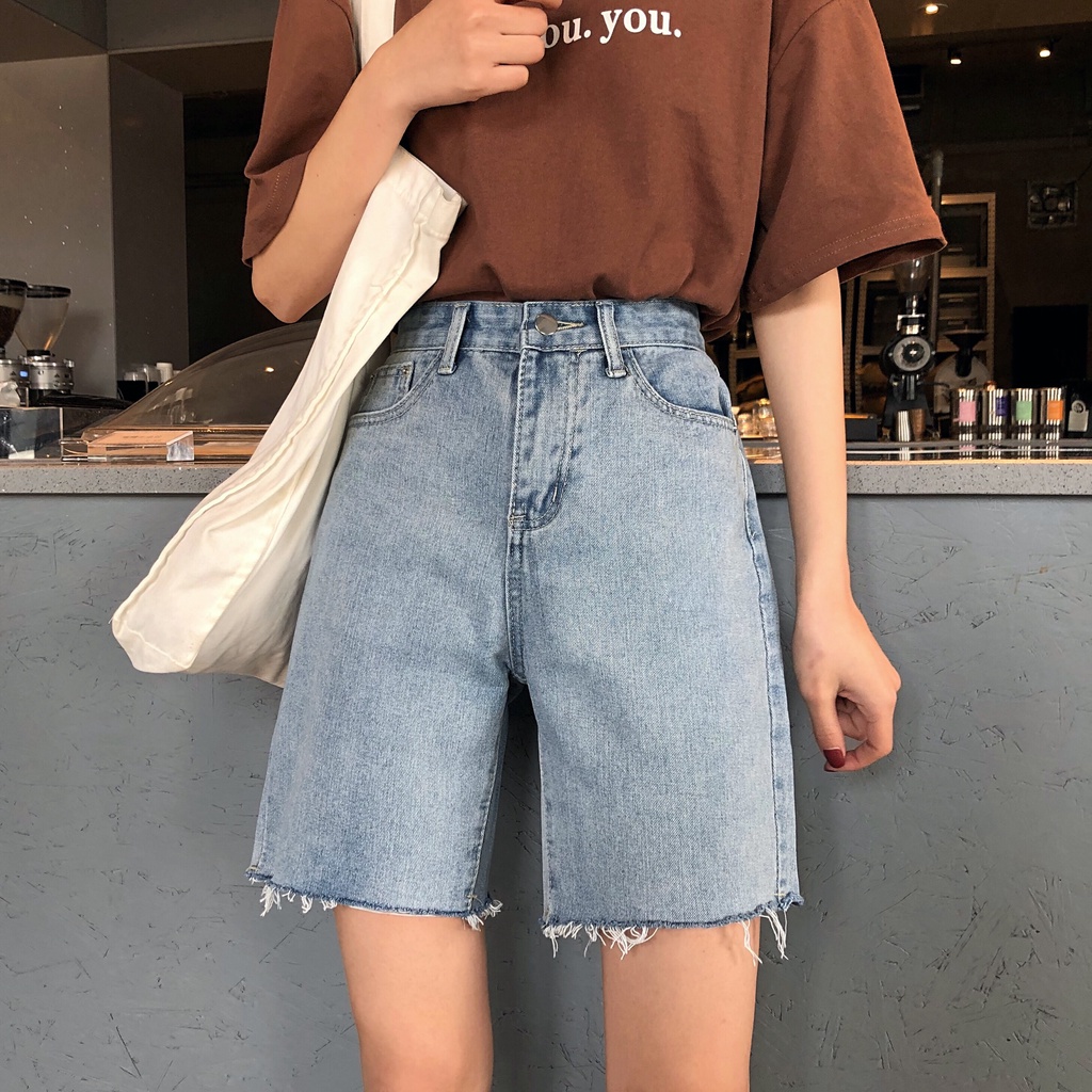 Quần Jean Ngố Nữ Lưng Cao Basic Chất Đẹp