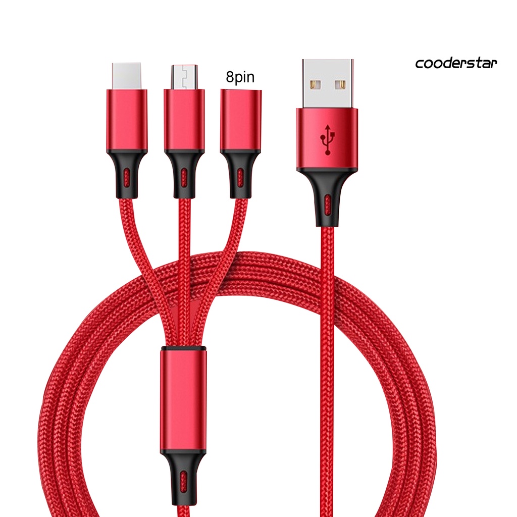 Dây cáp sạc nhanh 3 trong 1 dài 1.2m cho điện thoại/ máy tính bảng