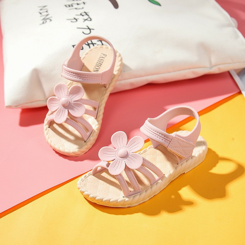 [Free ship] dép sandal đính hoa đế gấu cực dễ thương dành cho bé gái từ 2- 13 tuổi mới