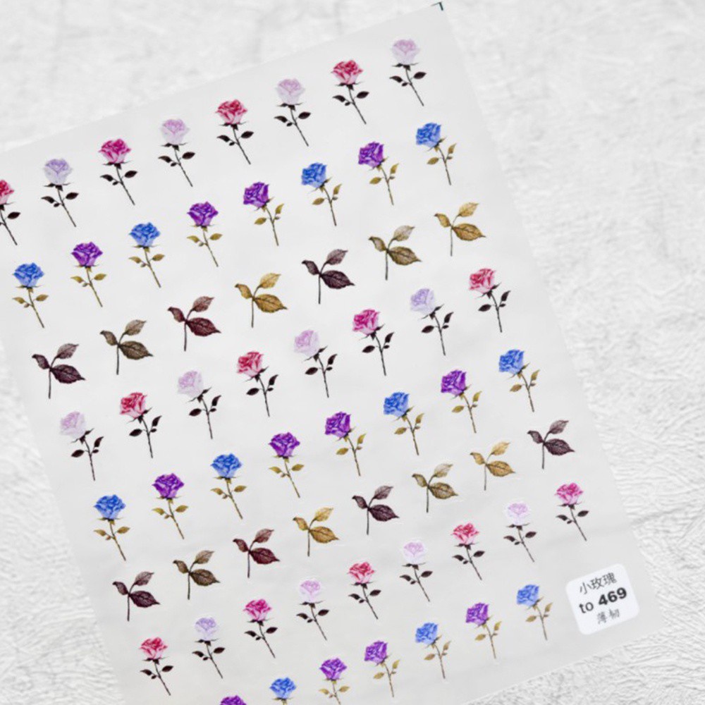 [Hàng mới về] Miếng dán trang trí móng tay in nổi họa tiết hoa hồng / khu vườn 5d phong cách Nhật Bản DIY