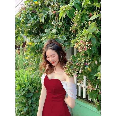 ĐẦM ĐI TIỆC, VÁY ĐI BÀN CÔ DÂU DÁNG DÀI CÚP NGỰC TAY RỚT 2 BÊN