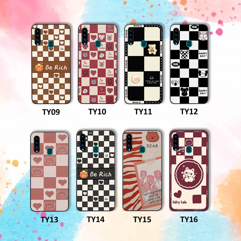 Ốp Samsung A20s gấu Bear rick caro vuông thời trang siêu đẹp