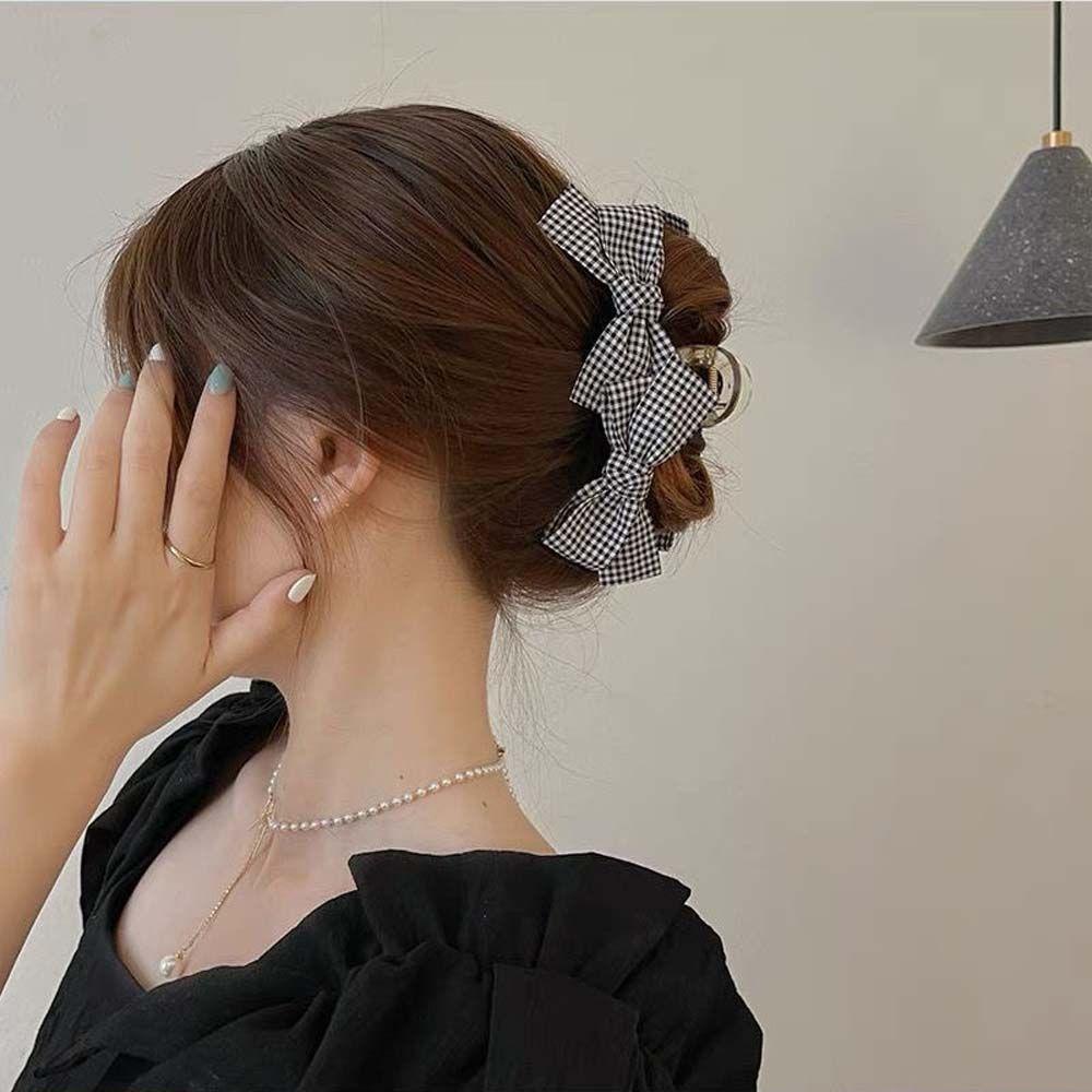 TWINKLE Kẹp Tóc Càng Cua Chất Liệu Satin Màu Trơn Cỡ Lớn Họa Tiết Kẻ Sọc / Cá Mập