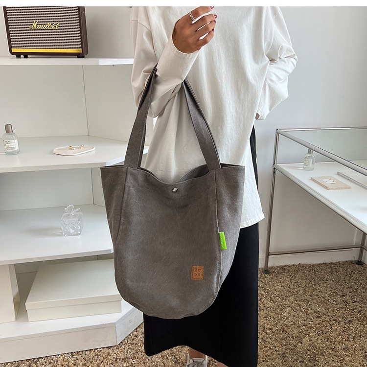 Túi Tote Vải Canvas Đeo Vai Sức Chứa Lớn Thời Trang Cho Nữ