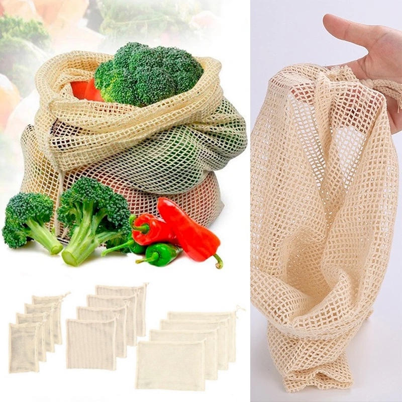 Túi Lưới Đựng Rau Củ 3 Kích Thước Tái Sử Dụng Thiết Kế Thoáng Khí Có Thể Tái Sử Dụng