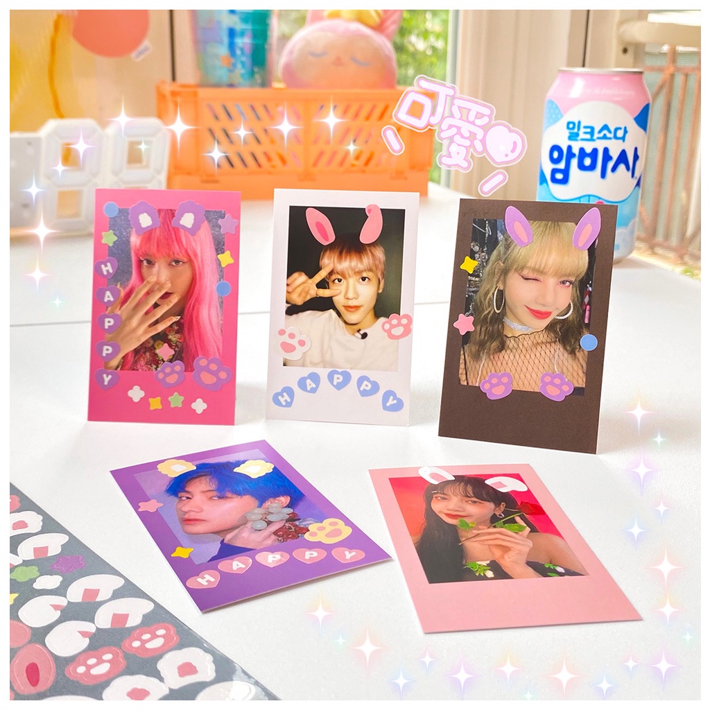 Tấm sticker tai thỏ decor toploader, trang trí