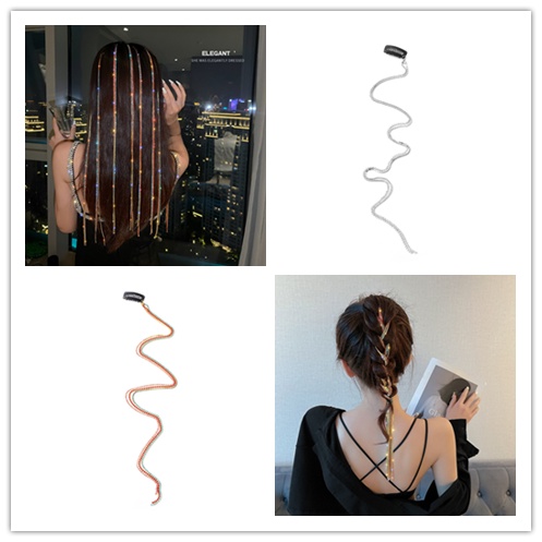 Kẹp Tóc Dây Dài Đính Đá Pha Lê Lấp Lánh Phong Cách Hàn Quốc Dành Cho Nữ