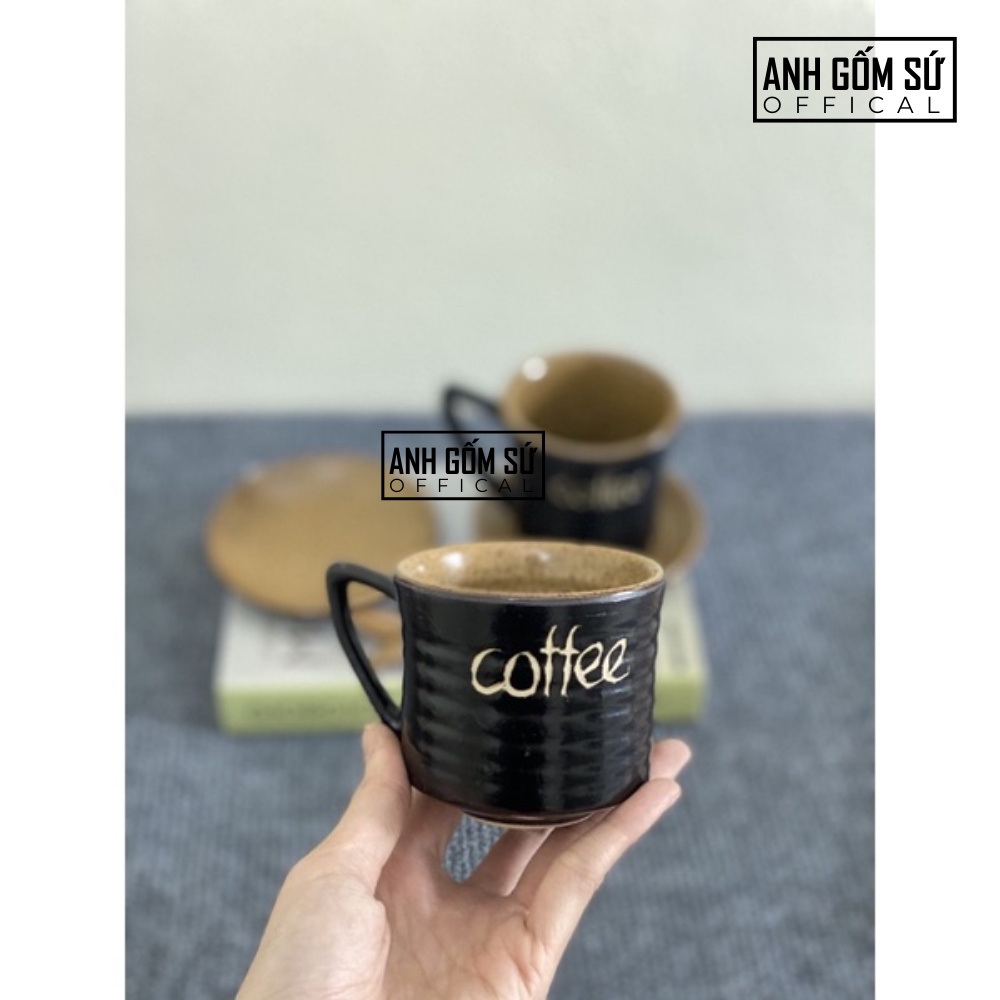 Set tách cafe quai tam giác kèm đĩa tách trà Bát Tràng cao cấp