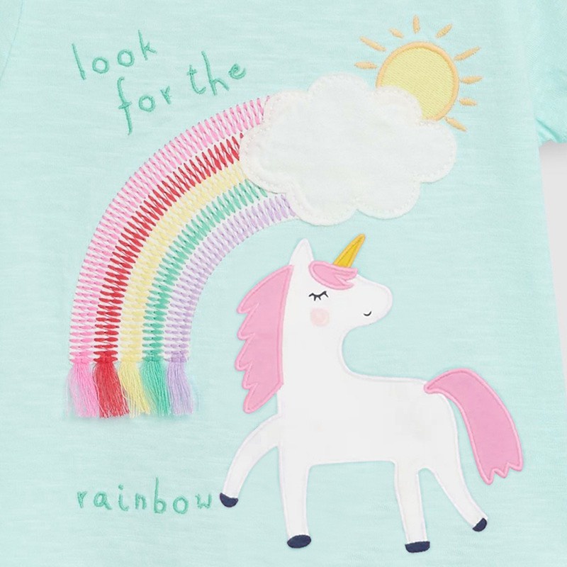 Áo thun hè cotton Little Maven xanh Pony cầu vồng cho bé gái 2-8 tuổi Mẫu mới 2022 - Little Maven Official Store