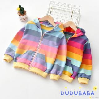 Áo Khoác Hoodie Sọc Cầu Vồng Cho Bé Gái 2-6 Tuổi