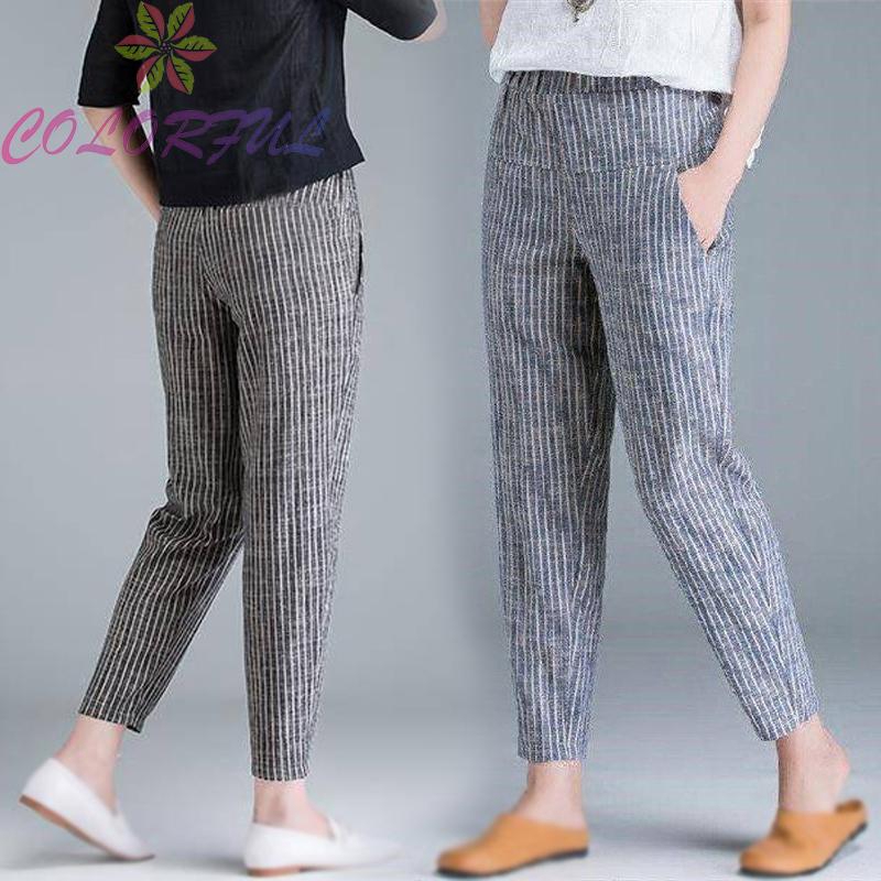 Quần dài lưng cao ống rộng họa tiết sọc thời trang cho nữ | BigBuy360 - bigbuy360.vn