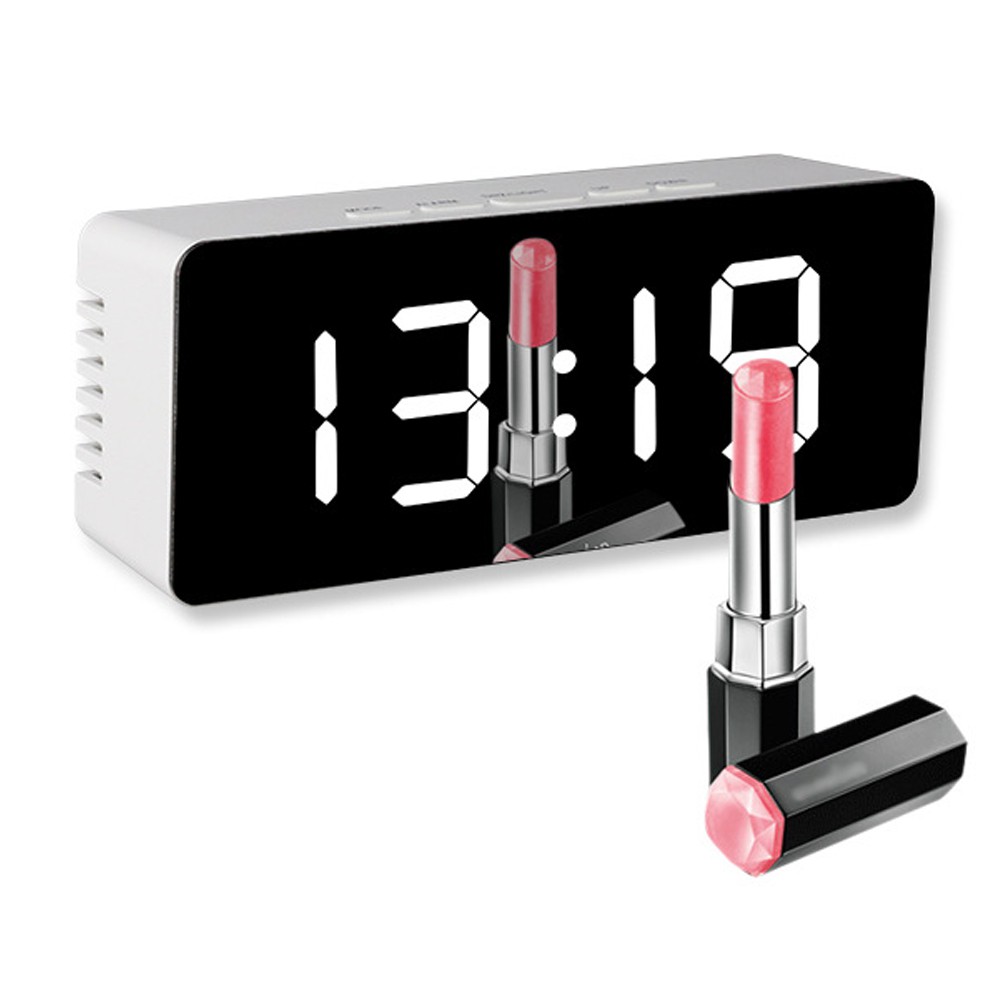 Đồng hồ led để bàn mặt gương có báo thức ngày tháng
