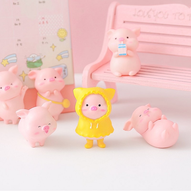 1 Đồ trang trí Chú Heo Hồng Bằng PVC Dễ Thương Trang Trí Phòng Bé DIY