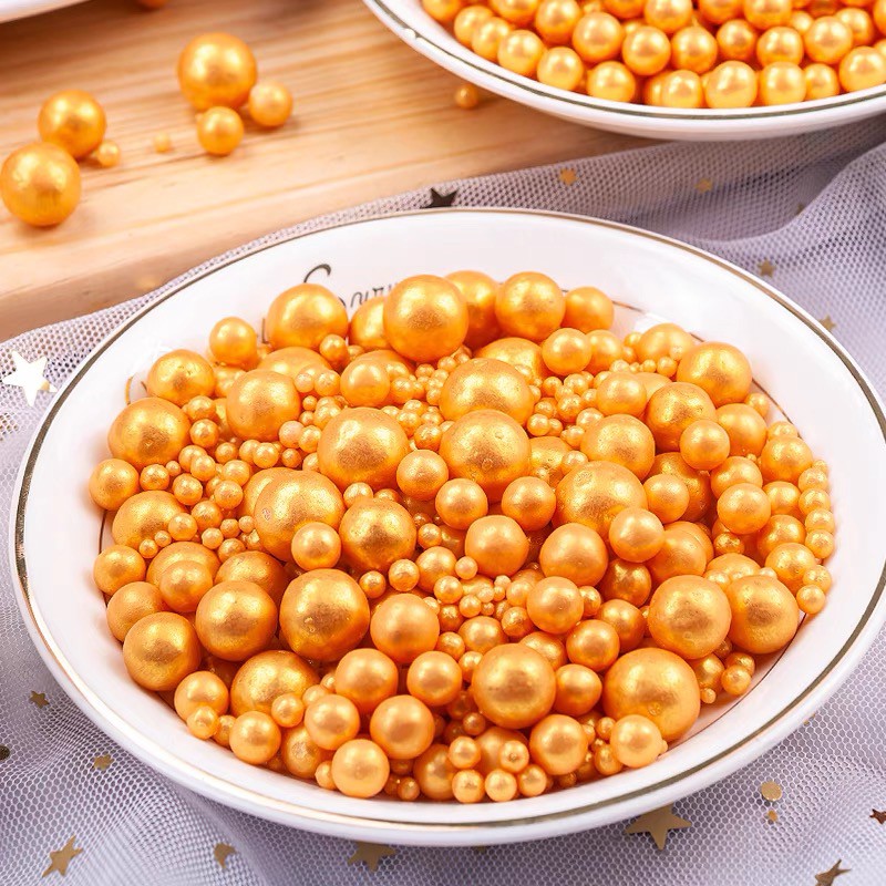 hạt đường trang trí màu vàng gold gói 10g