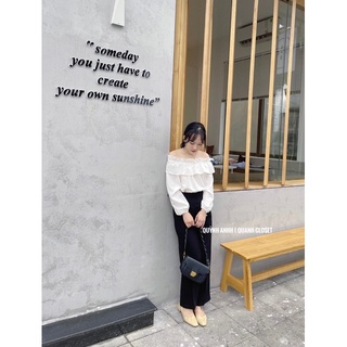Áo sơ mi đũi trễ vai