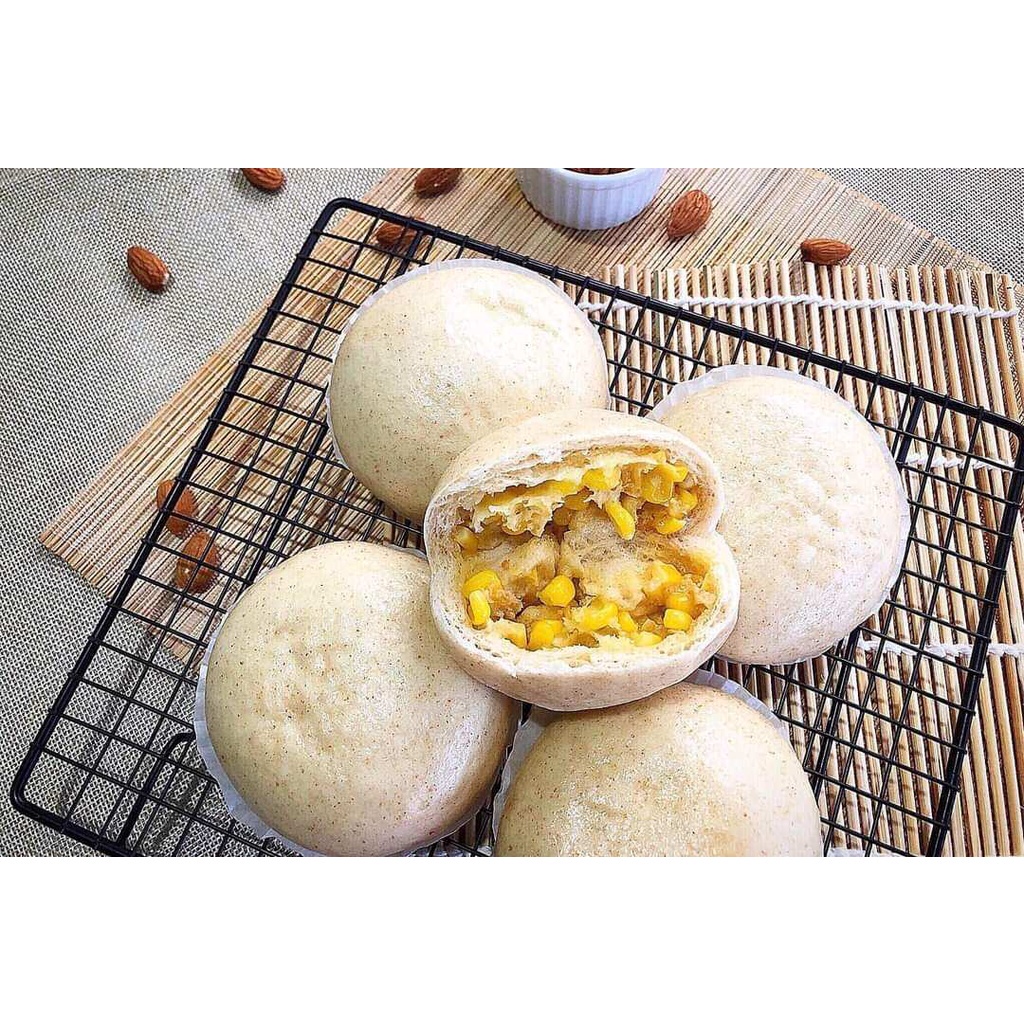 Bột bánh bao lứt nguyên cám trộn sẵn đã kèm men nở ăn kiêng, giảm cân, healthy