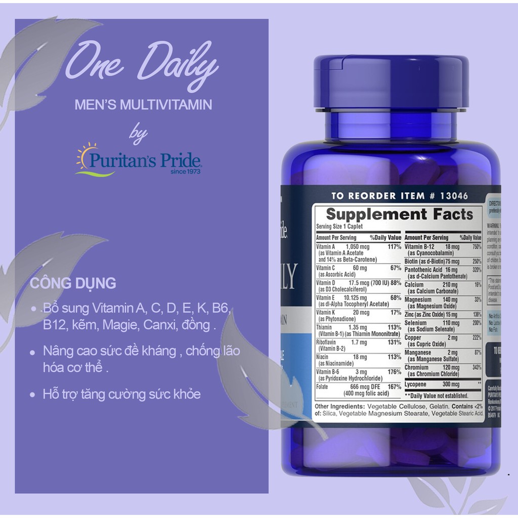 [Puritan's Pride] Viên uống tăng cường sức khỏe nam giới One Daily 100 viên - nhập khẩu Mỹ | BigBuy360 - bigbuy360.vn