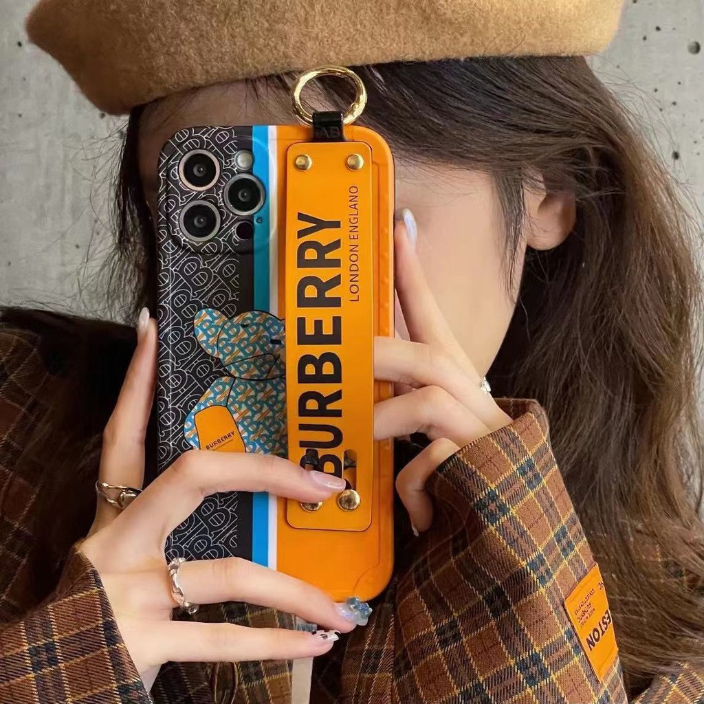 Ốp điện thoại trang trí logo Burberry kèm dây đeo iPhone 13ProMax 13 13pro 11ProMax 11 X Xs Xr XsMax 12 12pro 12ProMax