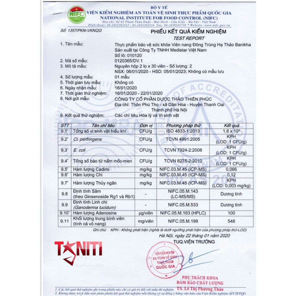 Viên nang đông trùng hạ thảo Banikha Thiên Phúc