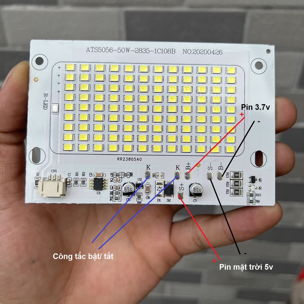 Bảng đèn led 3.7v 108 bóng siêu sáng có đế nhôm tản nhiệt
