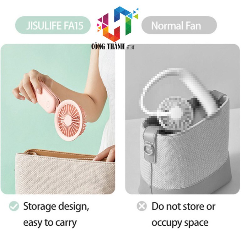[Hàng Chính Hãng] Quạt Jisulife Mini Cầm Tay /Đeo Cổ Sạc USB Tiện Lợi Chất Lượng Cao | BigBuy360 - bigbuy360.vn
