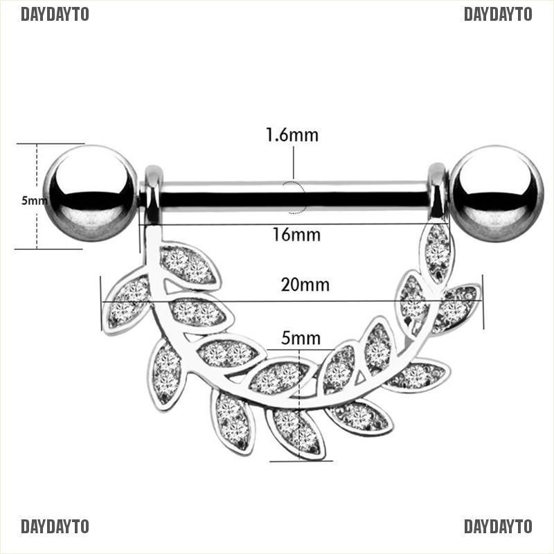 Khuyên Xỏ Lưỡi / Nhũ Hoa Hình Chiếc Lá Đính Pha Lê Thời Trang