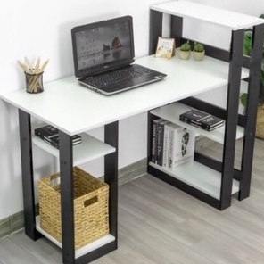 Bàn làm việc , bàn học dáng chữ L kèm giá để sách tiện