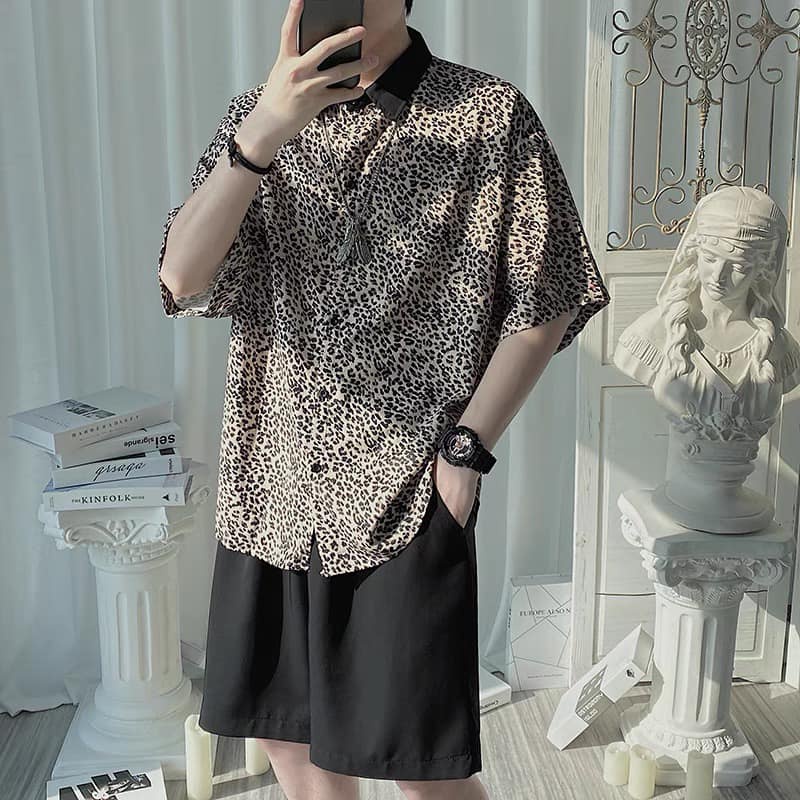 Áo sơ mi nam họa tiết da báo cực cool