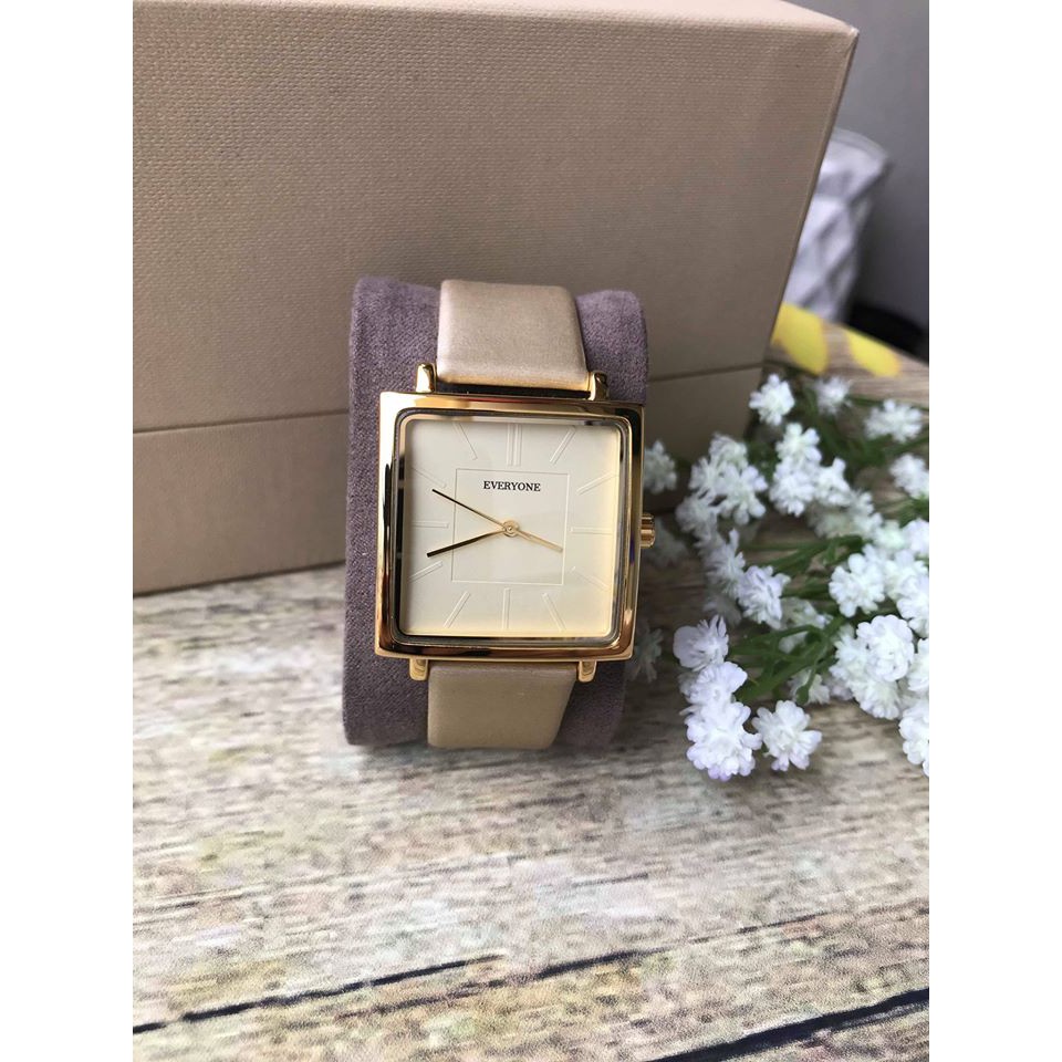 [HÀNG CHÍNH HÃNG] Đồng hồ nữ EVERYONE mặt vuông dây da cao cấp size 36mm | BigBuy360 - bigbuy360.vn