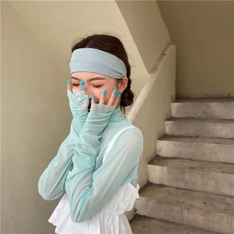 Sun T-shirt Long sleeve round neck fashion 2023 new women's top Breathable fabric can be paired with underwear