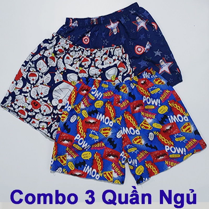 Combo 3 Quần Đùi Nam HOẠT HÌNH cute - Quần Ngủ Nam - Mặc nhà - Mẫu Hoạt hình -  Không túi - Màu Ngẫu Nhiên - M021