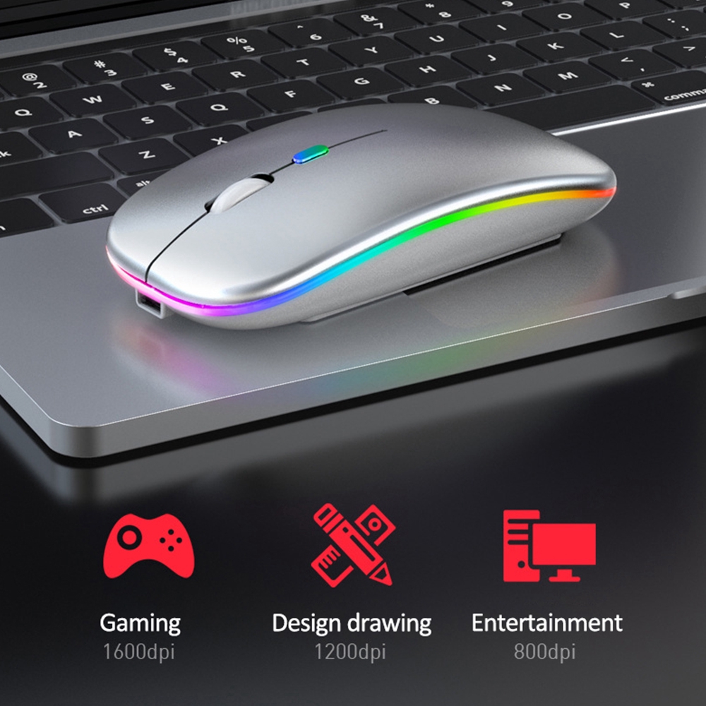 Chuột không dây Bluetooth có thể sạc lại đèn LED 2.4GHz chơi game cho máy tính xách tay/ máy tính bàn
