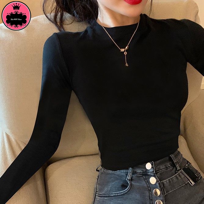 Áo Croptop Nữ Tay Dài Cổ Tròn Ôm Dáng Freesize "CROPTOP DÀI TAY" | BigBuy360 - bigbuy360.vn