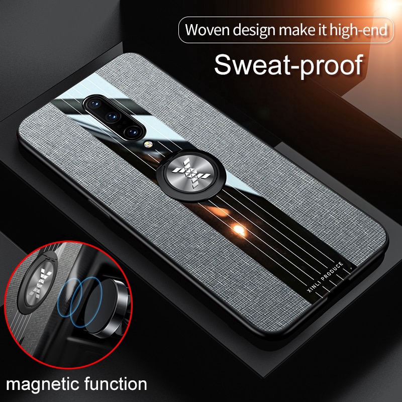 OnePlus 6T One Plus 6 7 Pro Shockproof Matte Cloth Glossy Phone Case with Magnetic Ring Holder