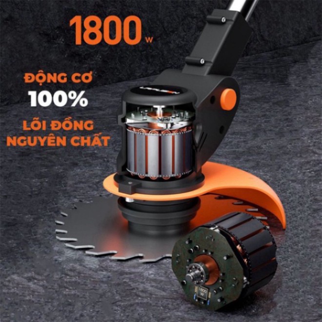 Máy cắt cỏ, tỉa cành cầm tay LAPUSEN ,2 pin khủng 15 cell - tặng 8 lưỡi cắt