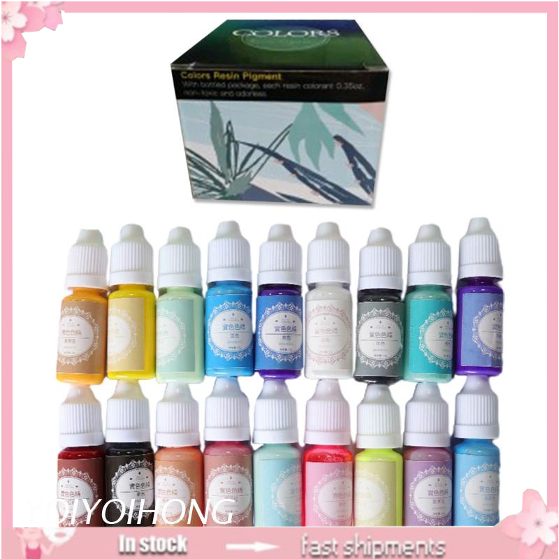 Bộ 18 Màu Pha Lê Epoxy Uv Resin Làm Trang Sức Nghệ Thuật Diy