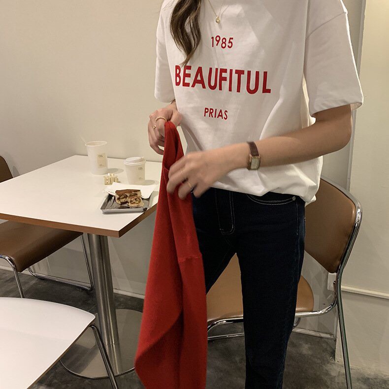 Áo thun cotton nữ in hình siêu xinh ANHSTORE, phom Basic dễ thương